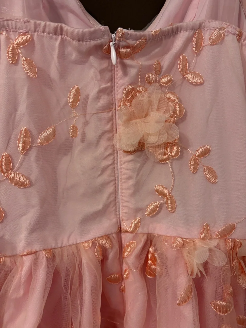 Blush Pink Floral Embroidered Tulle Fit & Flare Dress - Picture 3 of 7